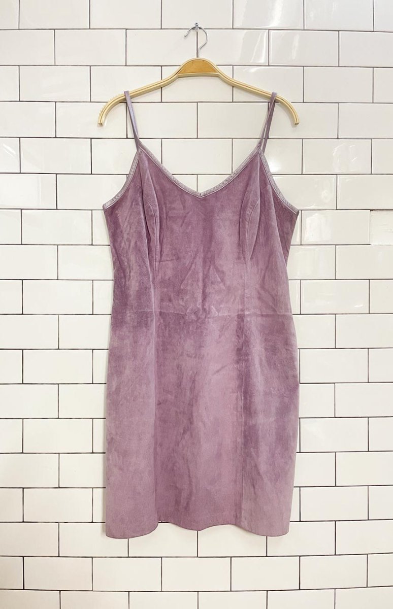 vintage 90s danier purple suede mini dress - good market thrift store