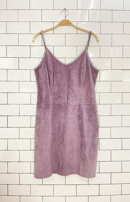 vintage 90s danier purple suede mini dress - good market thrift store
