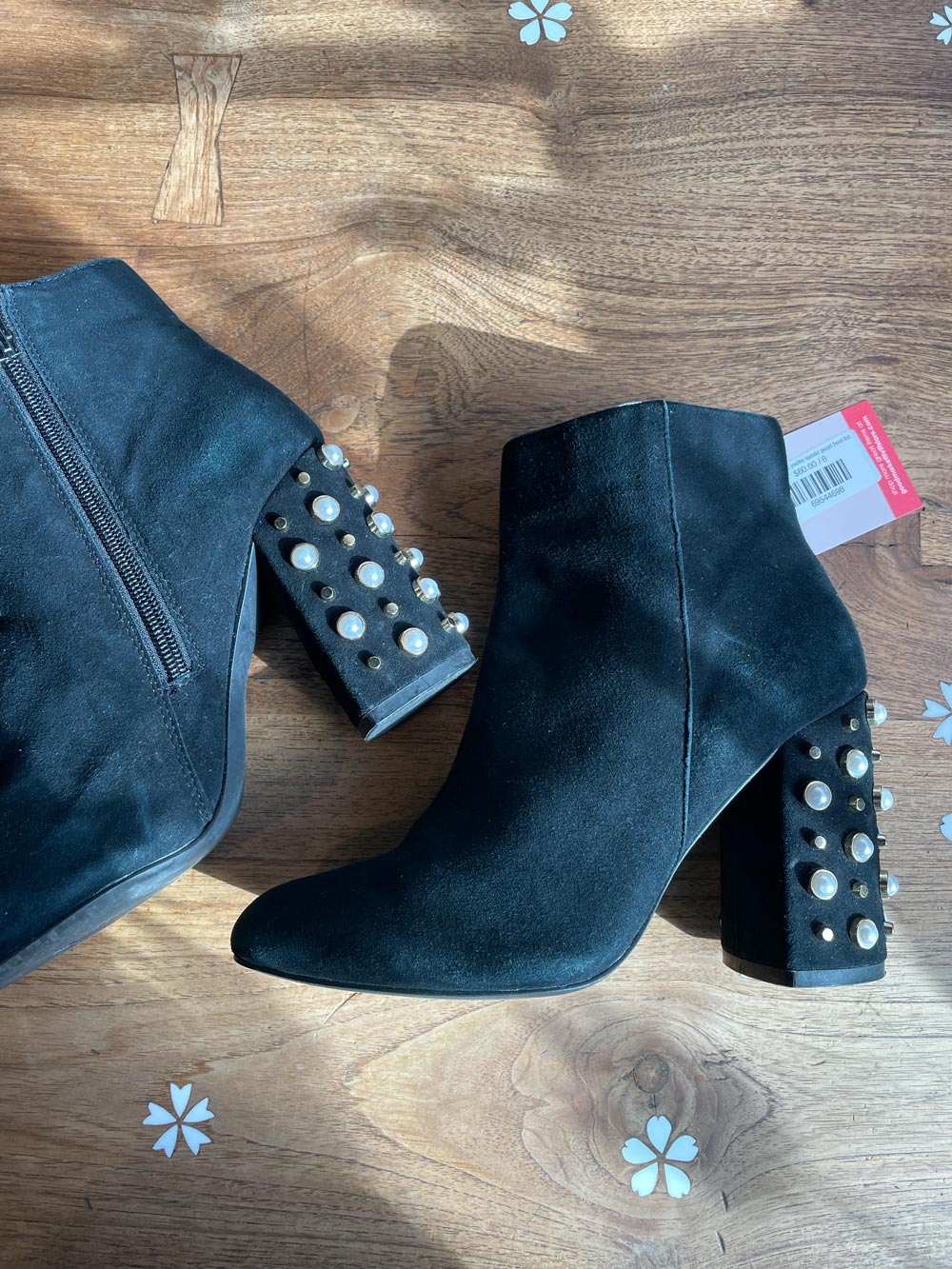 steve madden yvette suede pearl heel boot