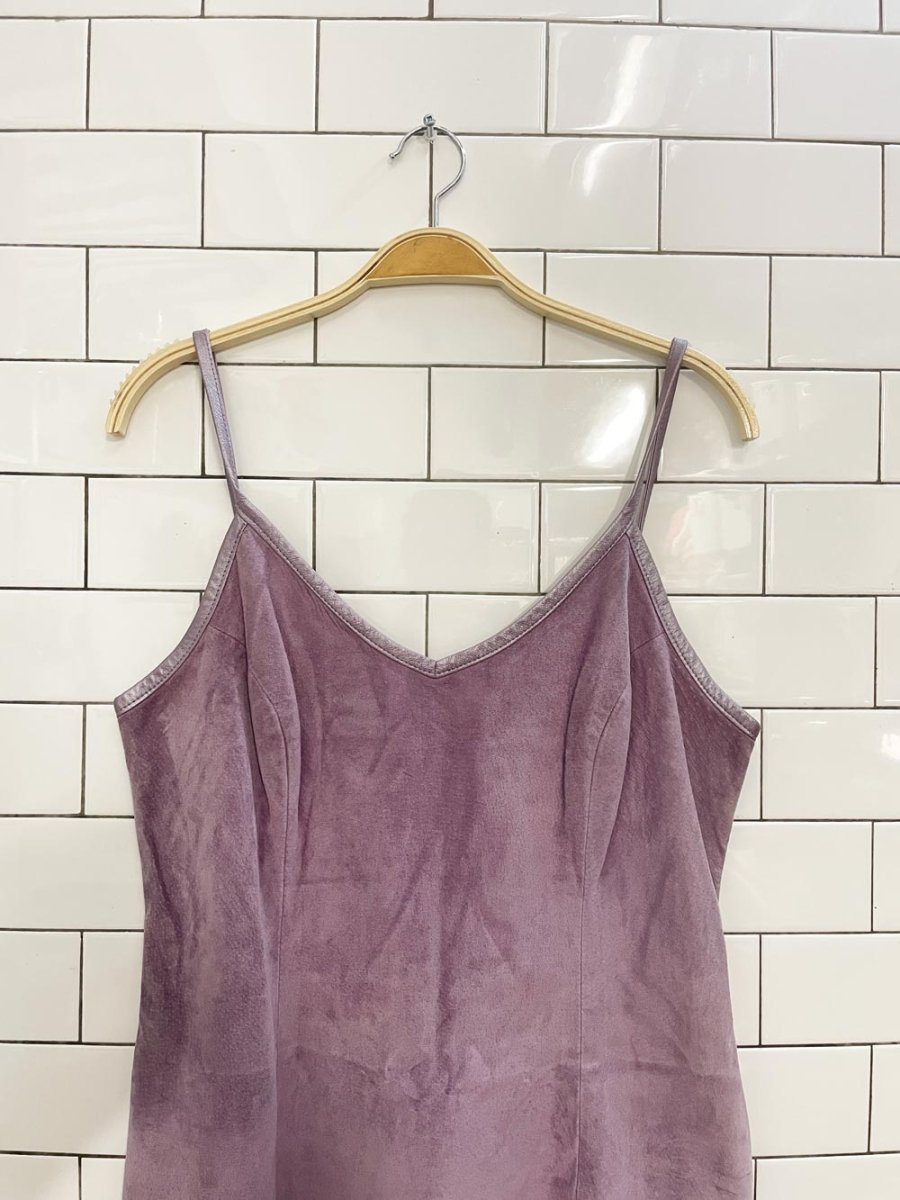 vintage 90s danier purple suede mini dress - good market thrift store