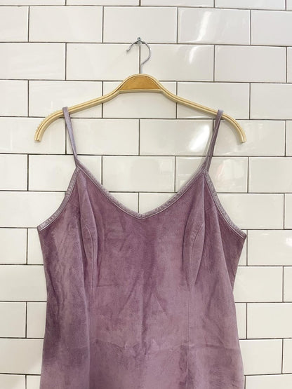 vintage 90s danier purple suede mini dress - good market thrift store