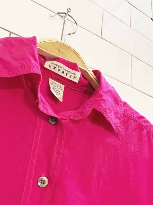 vintage compagnie internationale express 100% silk full button blouse