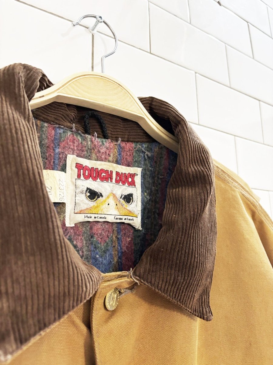 vintage 90s tough duck blanket - lined canvas work jacket - good market thrift store