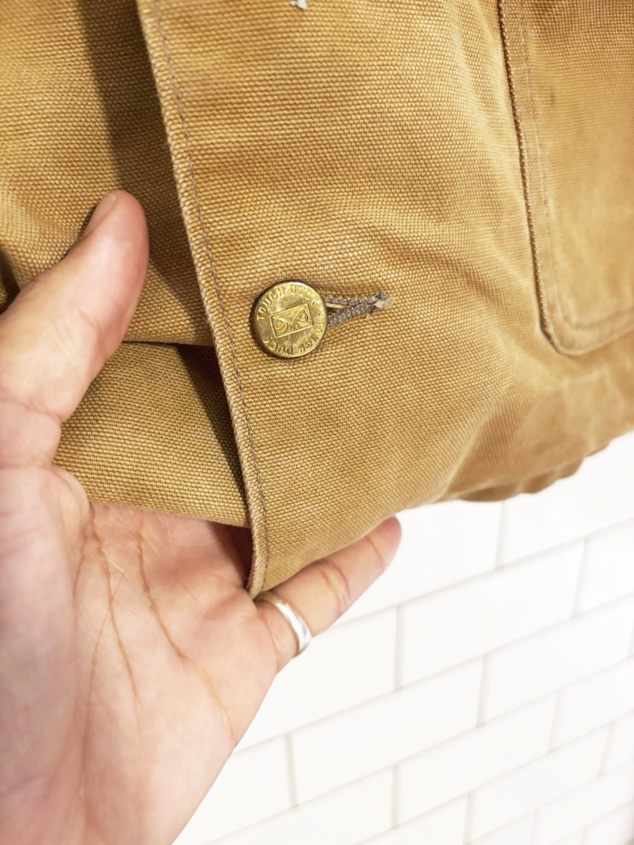 vintage 90s tough duck blanket - lined canvas work jacket - good market thrift store