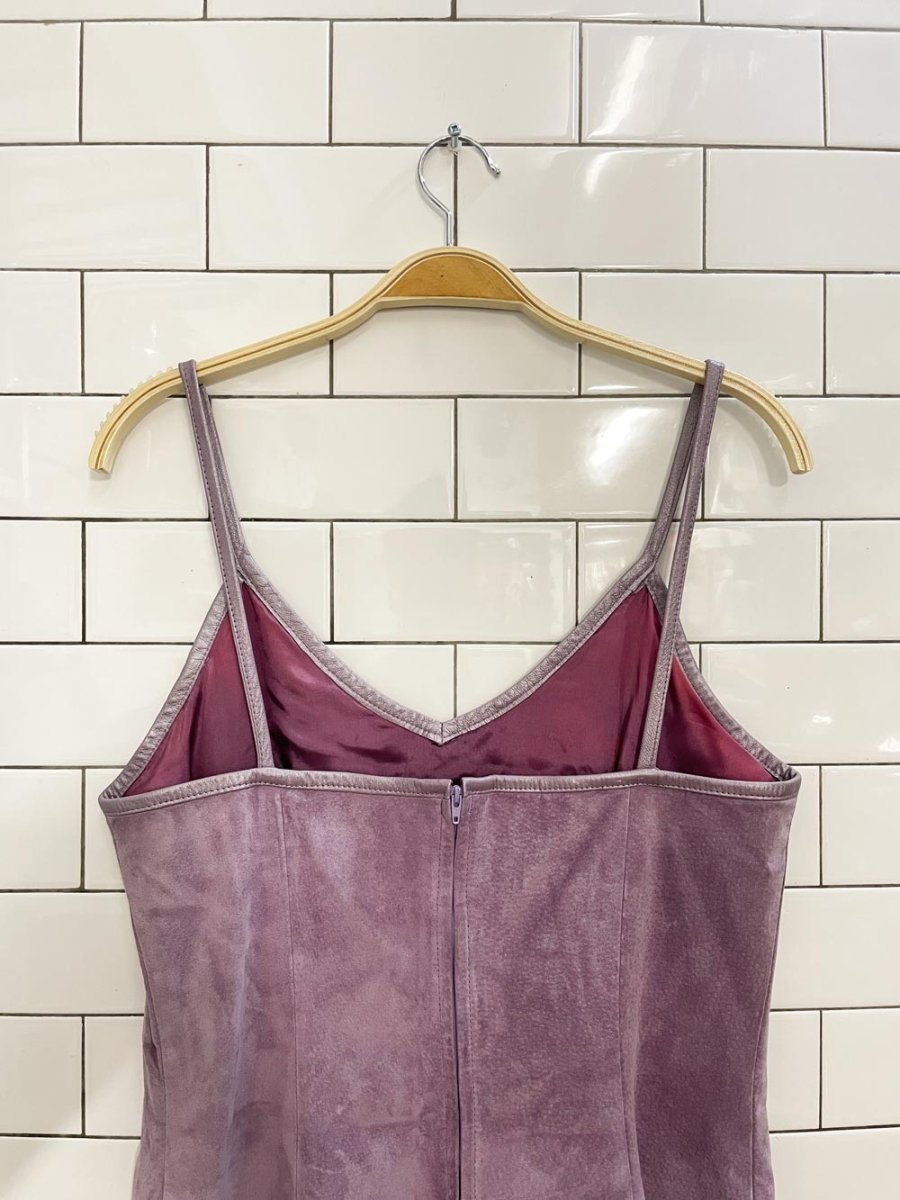 vintage 90s danier purple suede mini dress - good market thrift store