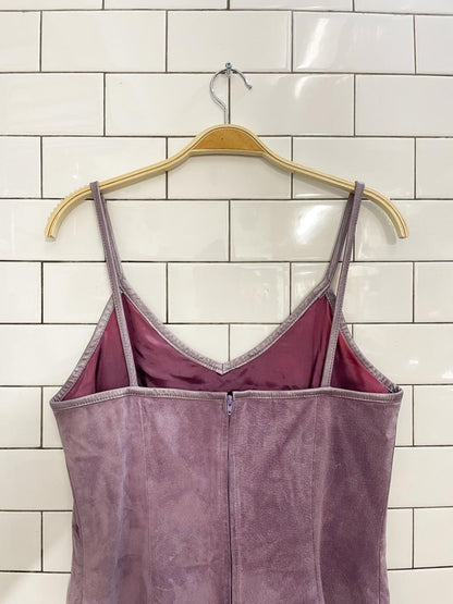 vintage 90s danier purple suede mini dress - good market thrift store