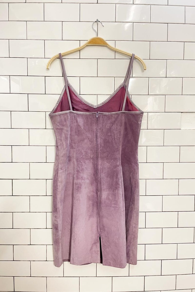 vintage 90s danier purple suede mini dress - good market thrift store