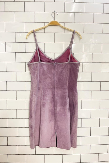 vintage 90s danier purple suede mini dress - good market thrift store