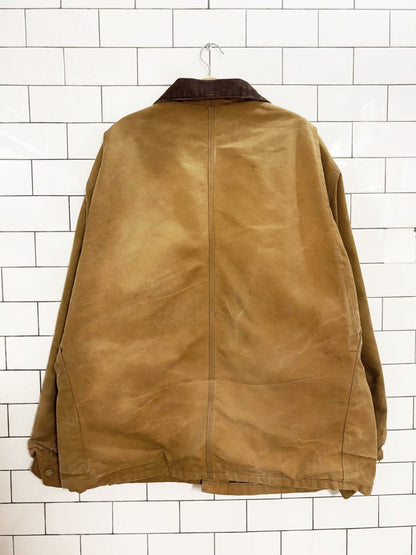 vintage 90s tough duck blanket - lined canvas work jacket - good market thrift store