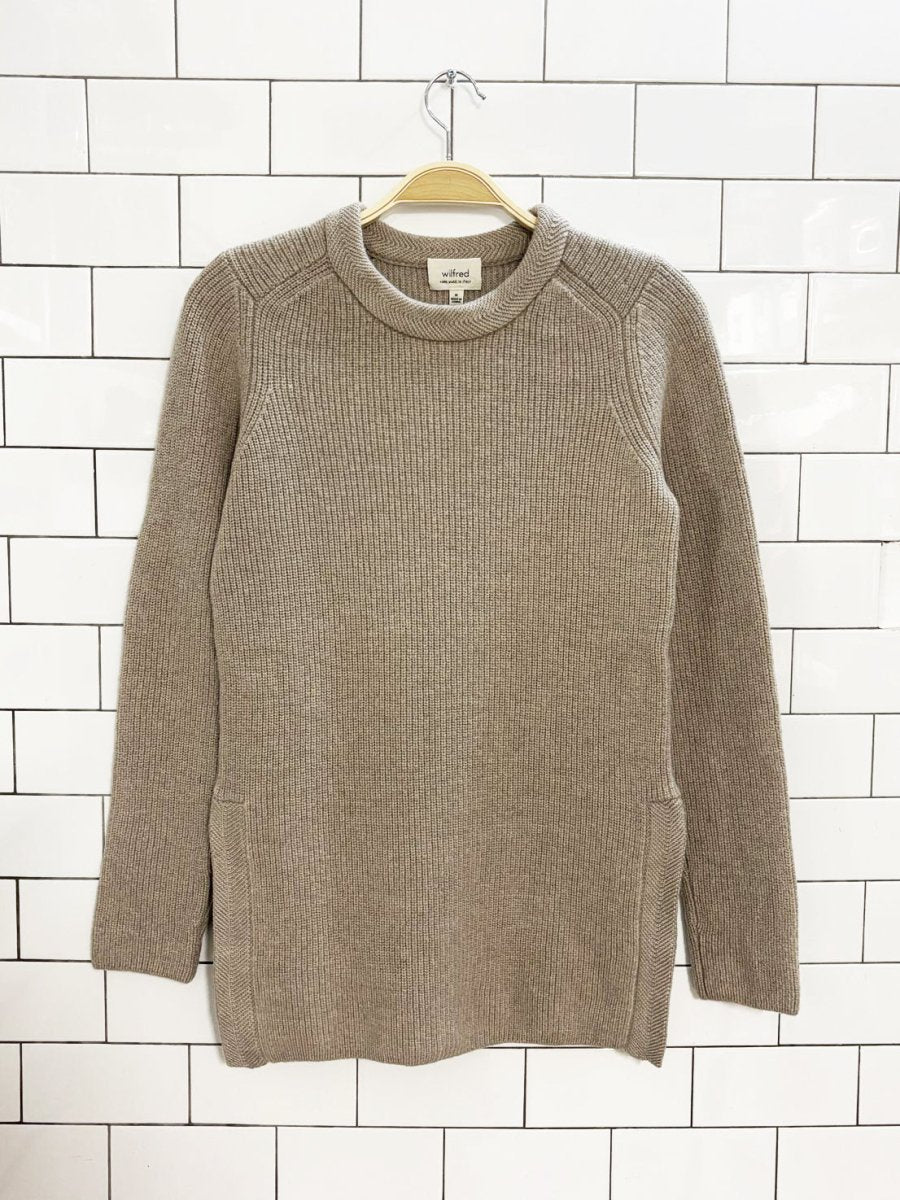 wilfred 100% wool side slit knit sweater | aritzia - good market thrift store