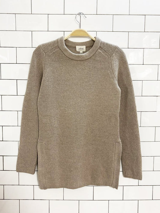wilfred 100% wool side slit knit sweater | aritzia - good market thrift store