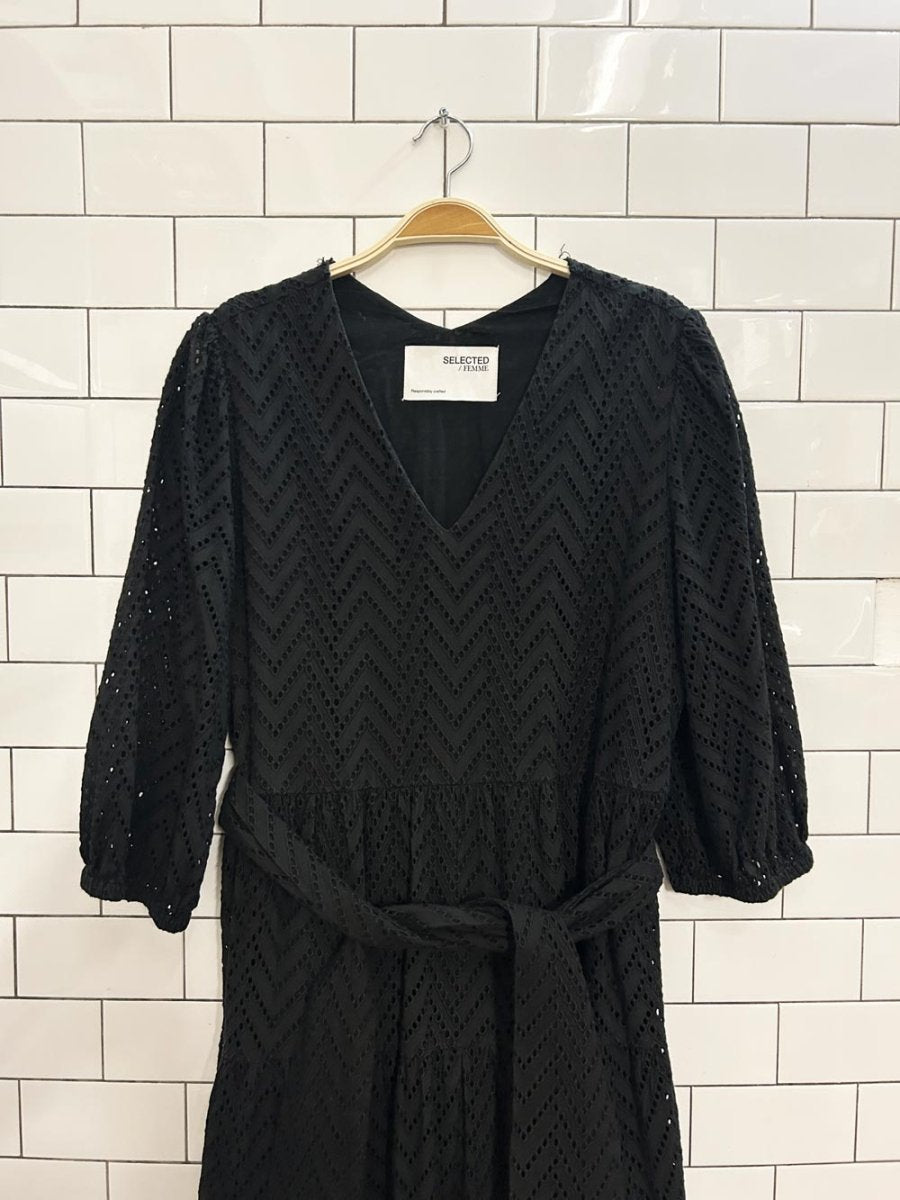 selected femme cece - sadie eyelet long sleeve maxi dress - good market thrift store