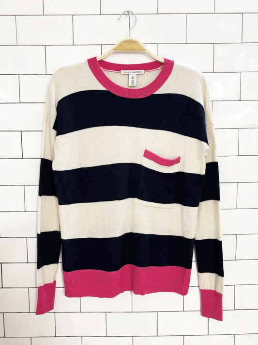 autumn cashmere striped crewneck sweater | 100% cashmere - good market thrift store