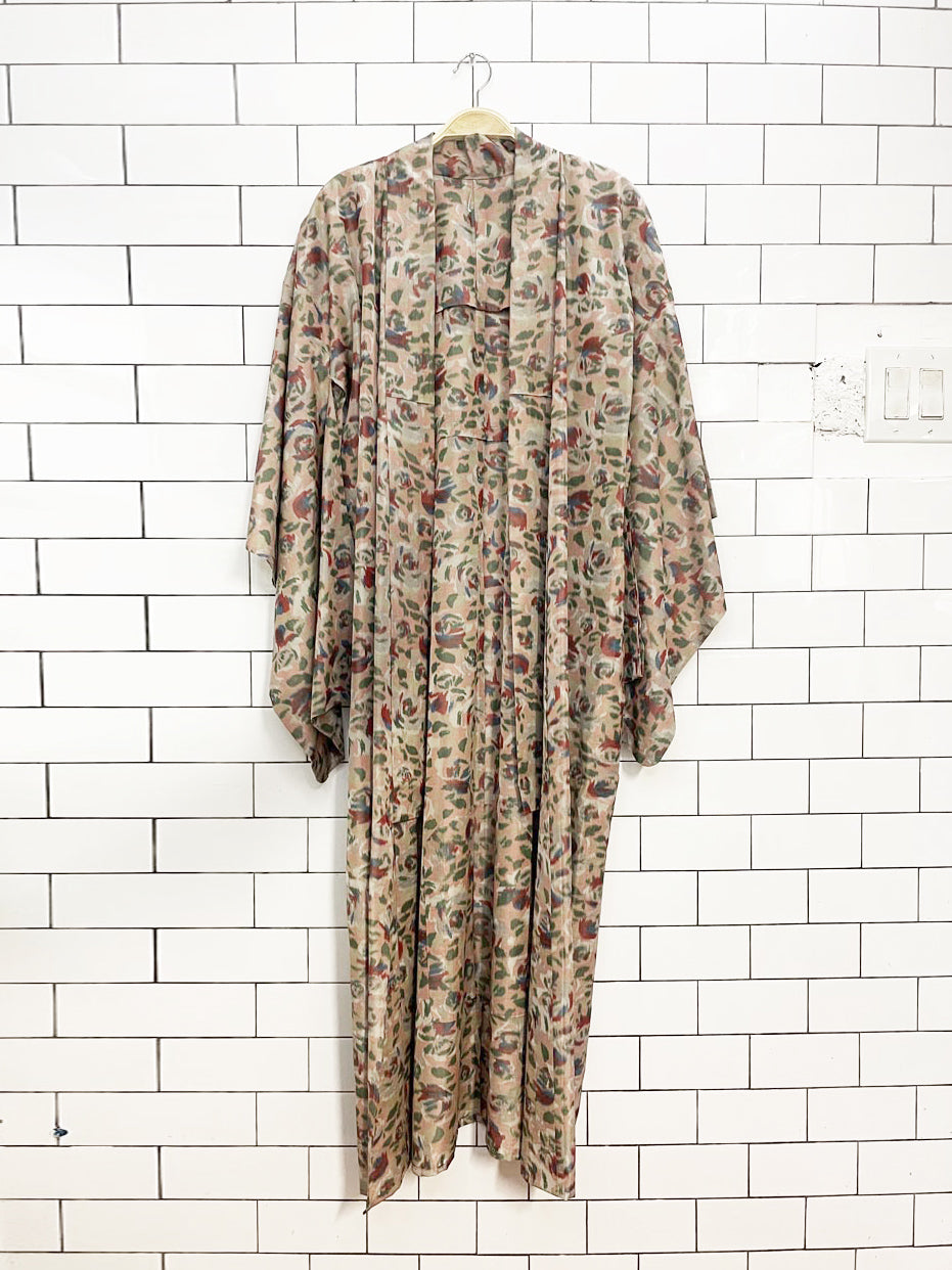 vintage japanese floral taffeta kimono