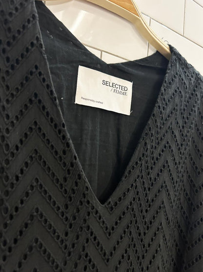 selected femme cece - sadie eyelet long sleeve maxi dress - good market thrift store