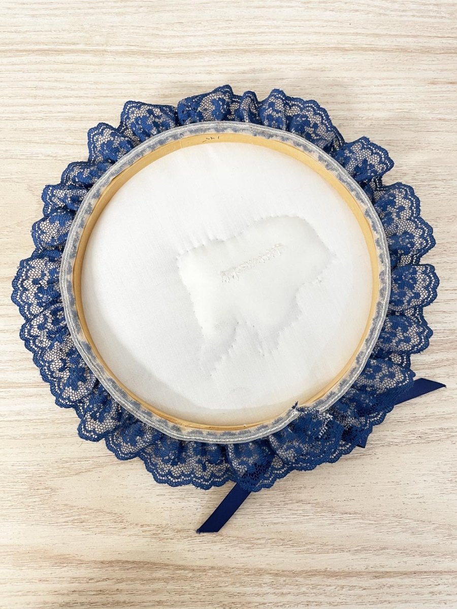 vintage puff bear nature scene embroidery hoop art - good market thrift store