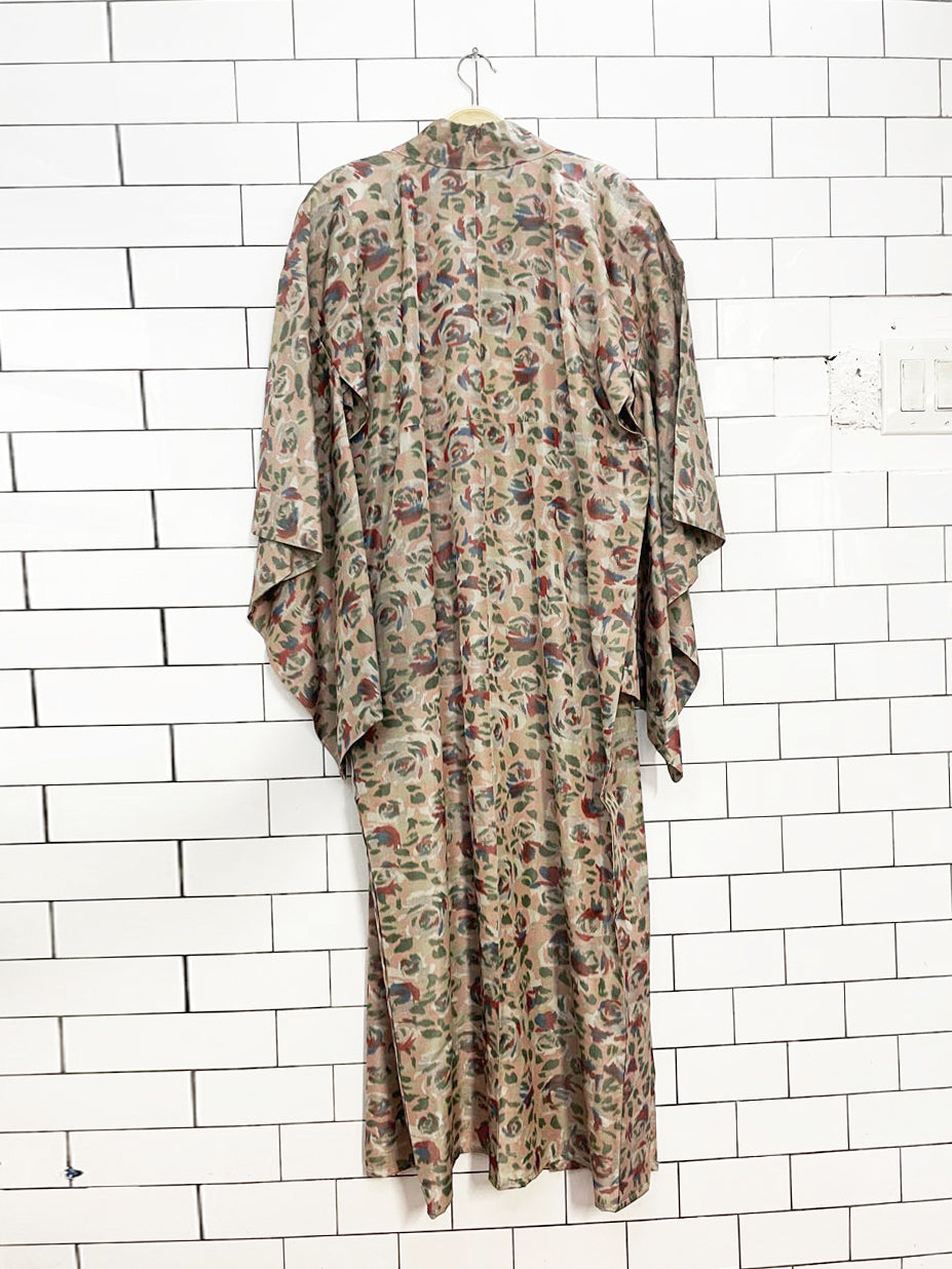 vintage japanese floral taffeta kimono