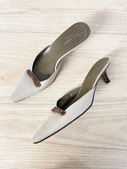 y2k kate spade slip on pointed toe bow kitten heels - good market thrift store