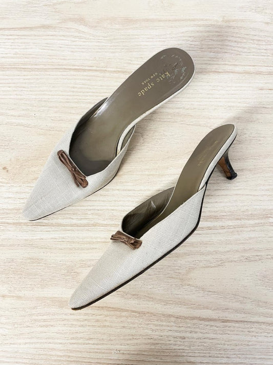 y2k kate spade slip on pointed toe bow kitten heels - good market thrift store