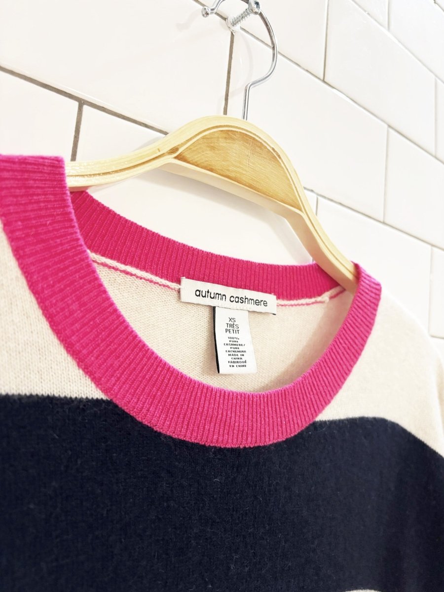 autumn cashmere striped crewneck sweater | 100% cashmere - good market thrift store