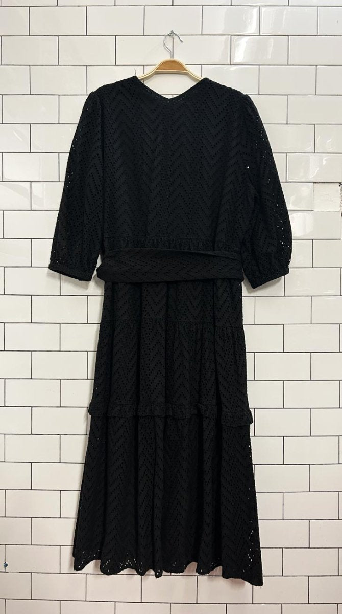 selected femme cece - sadie eyelet long sleeve maxi dress - good market thrift store