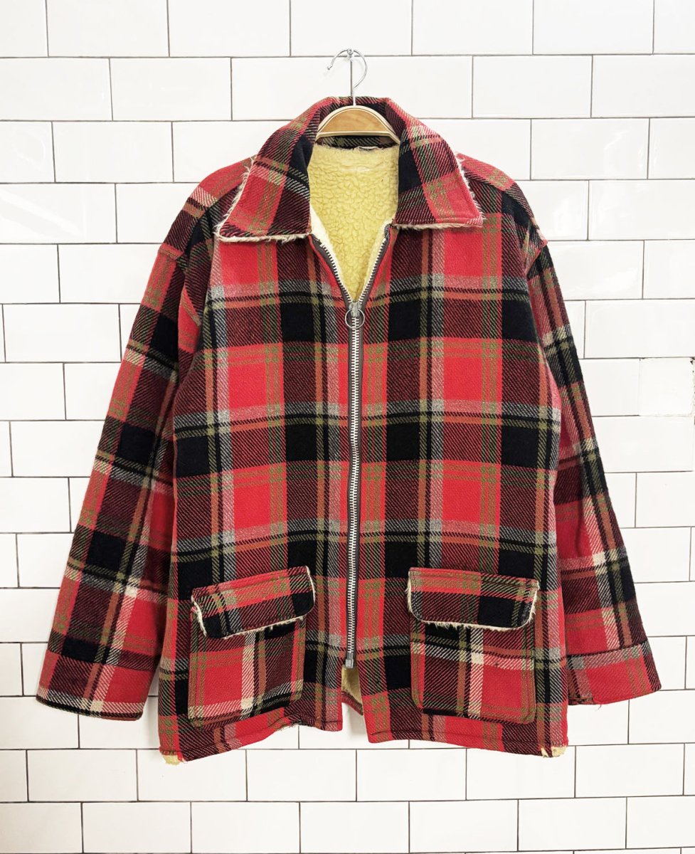 vintage 50s 100% wool sherpa - lined flannel jacket | the regent - good market thrift store