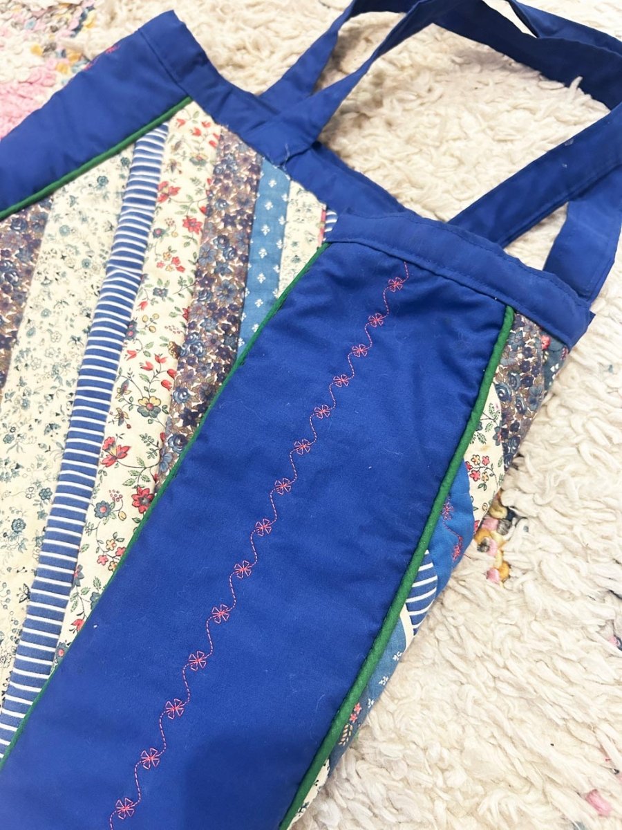 vintage handmade quilt floral tote bag - good market thrift store