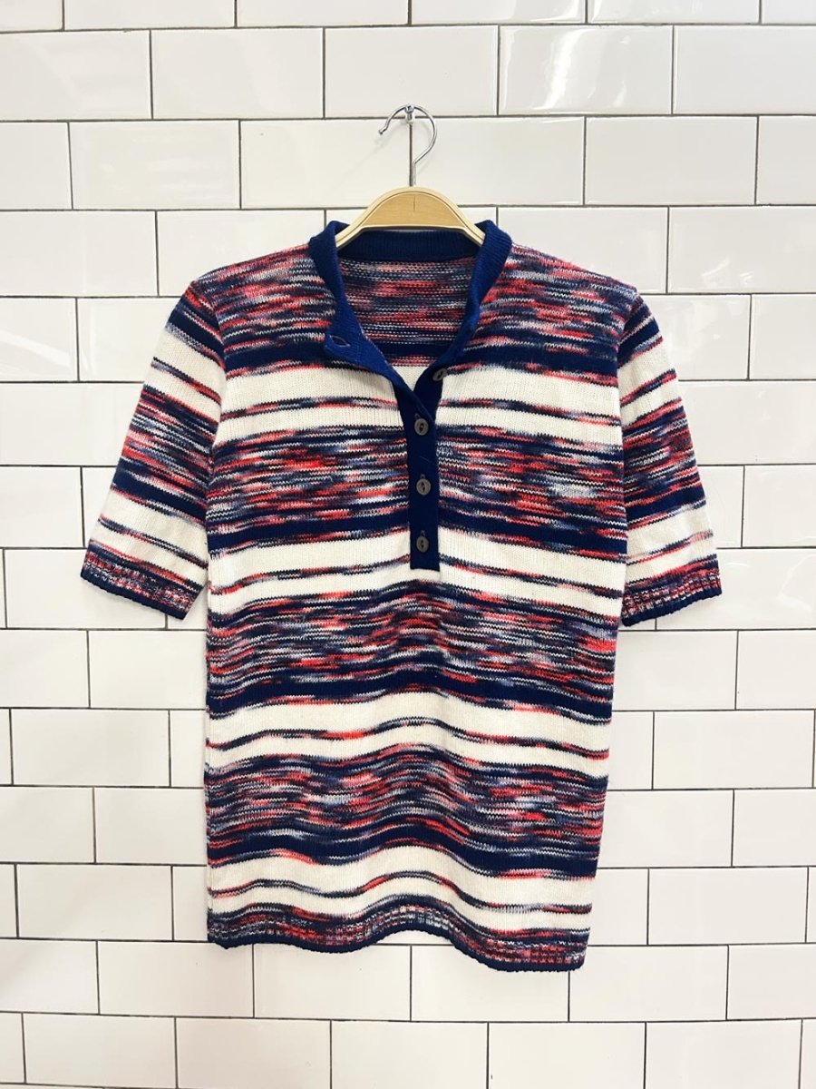 vintage retro knit short sleeve shirt - good market thrift store