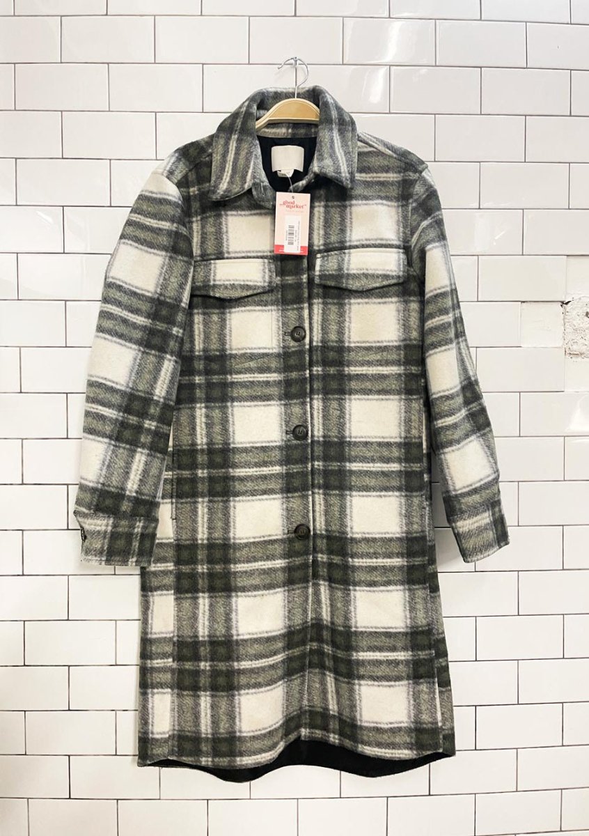 h&m plaid lined long shirt jacket - good market thrift store