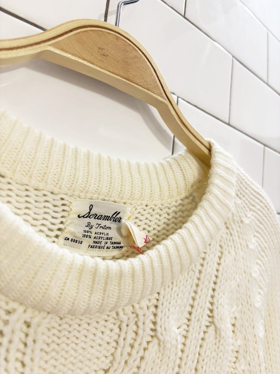 vintage 60s scrambler oversized cable knit sweater | triton - good market thrift store