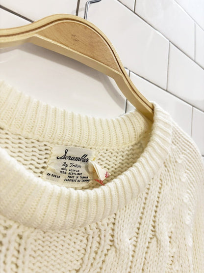 vintage 60s scrambler oversized cable knit sweater | triton - good market thrift store