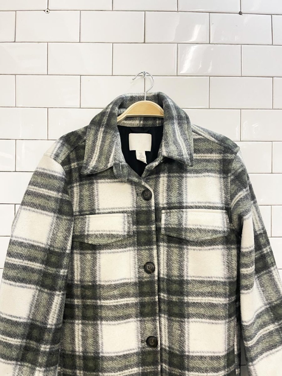 h&m plaid lined long shirt jacket - good market thrift store
