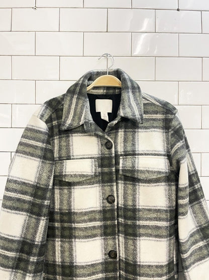 h&m plaid lined long shirt jacket - good market thrift store