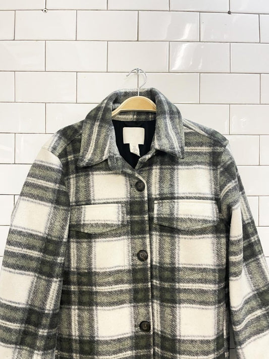 h&m plaid lined long shirt jacket - good market thrift store