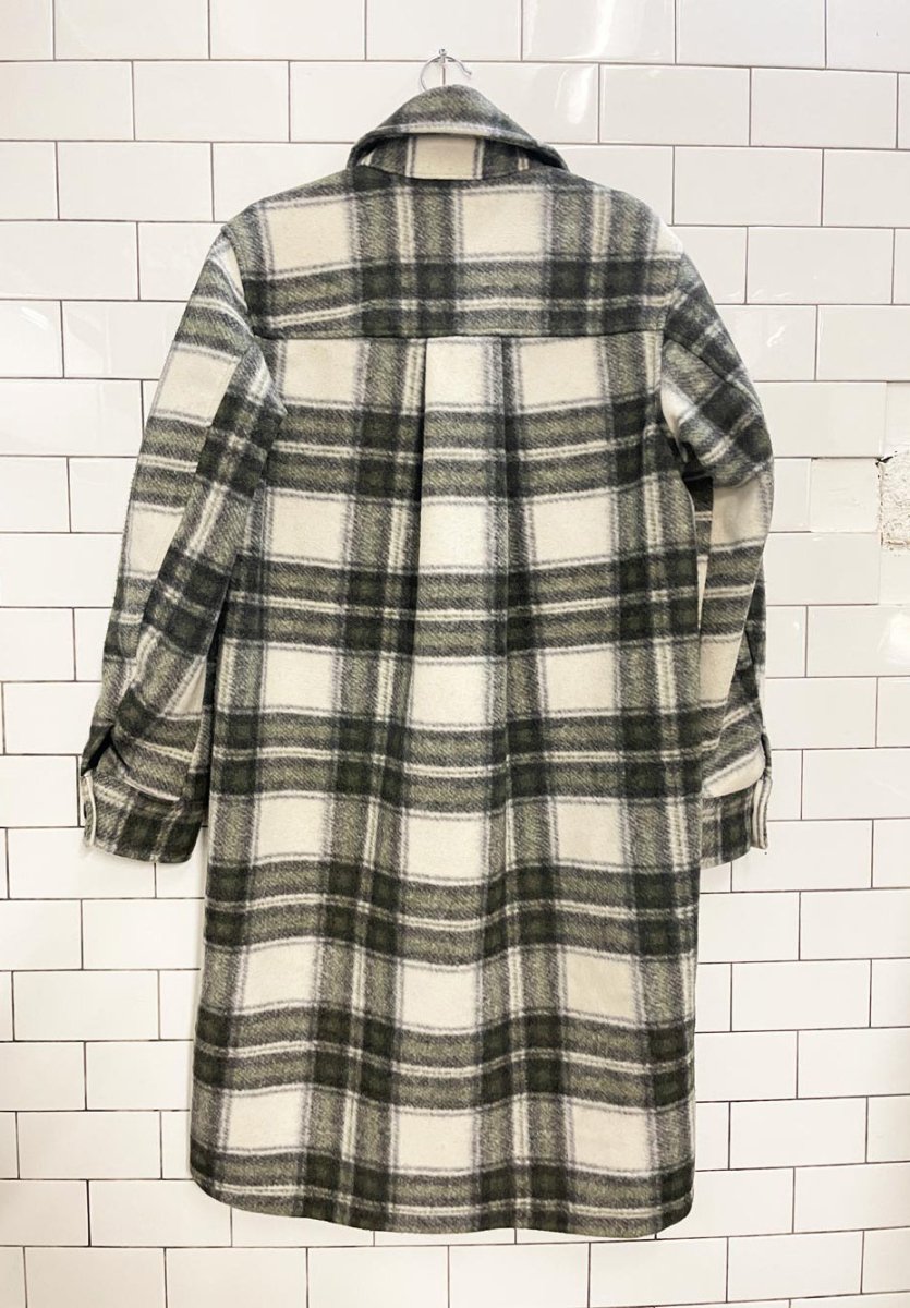 h&m plaid lined long shirt jacket - good market thrift store