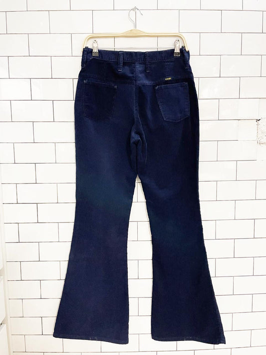 vintage 70s wrangler corduroy bell bottom pants | lightening zipper