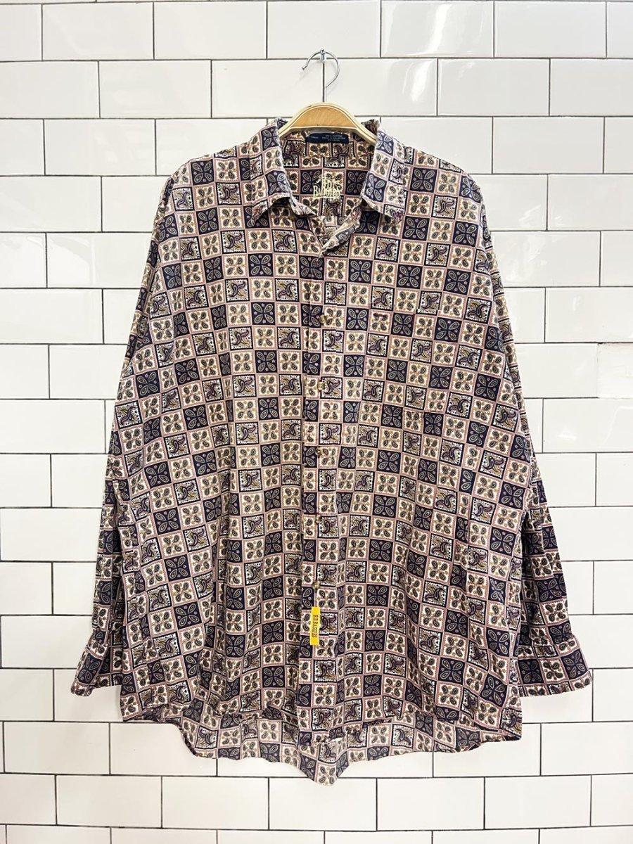 vintage 90s bd baggies oversized paisley checkerboard shirt - good market thrift store