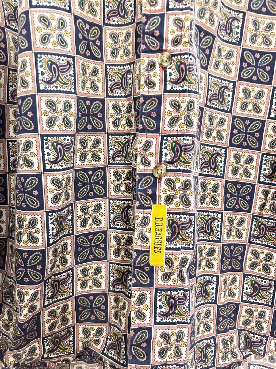 vintage 90s bd baggies oversized paisley checkerboard shirt - good market thrift store