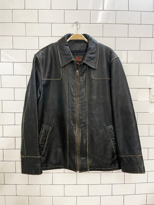 vintage 00s danier minimal heavy leather zip jacket - good market thrift store