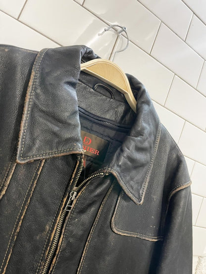 vintage 00s danier minimal heavy leather zip jacket - good market thrift store