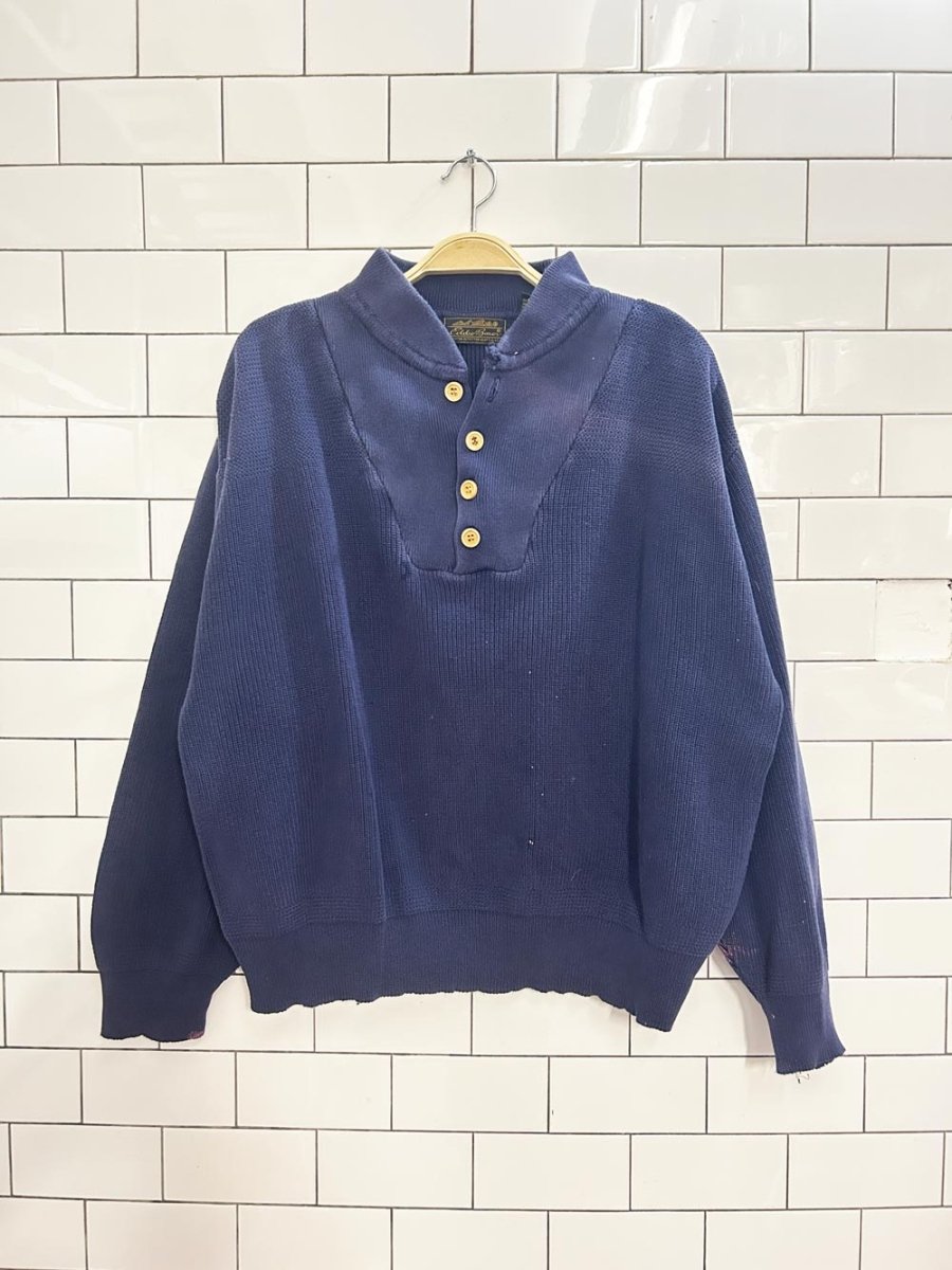 vintage 90s eddie bauer 1/4 button cottage knit sweater - good market thrift store