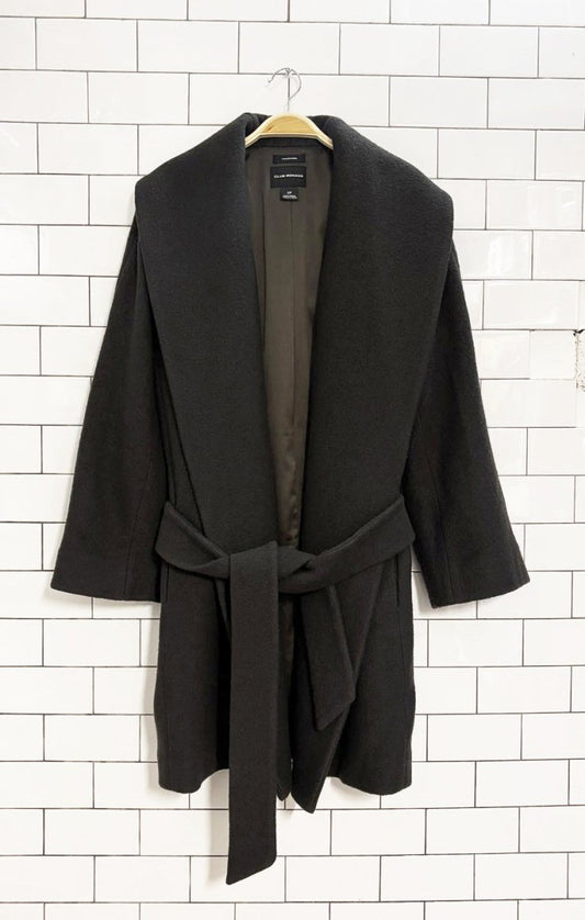 club monaco 100% wool belted wrap coat | italian wool - good market thrift store