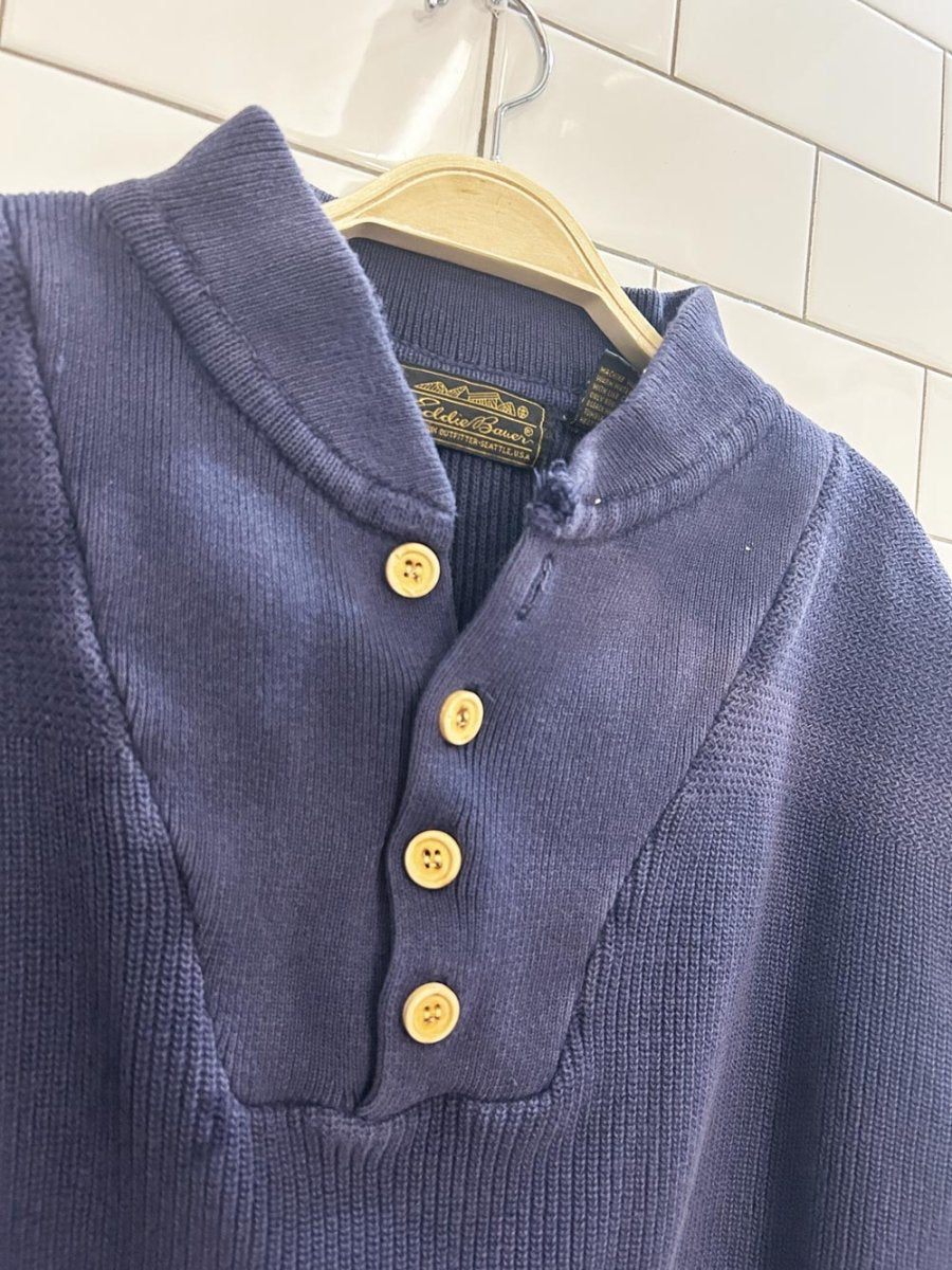 vintage 90s eddie bauer 1/4 button cottage knit sweater - good market thrift store