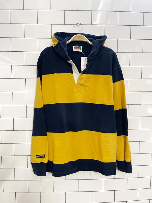 barbarian striped hooded rugby polo - good market thrift store