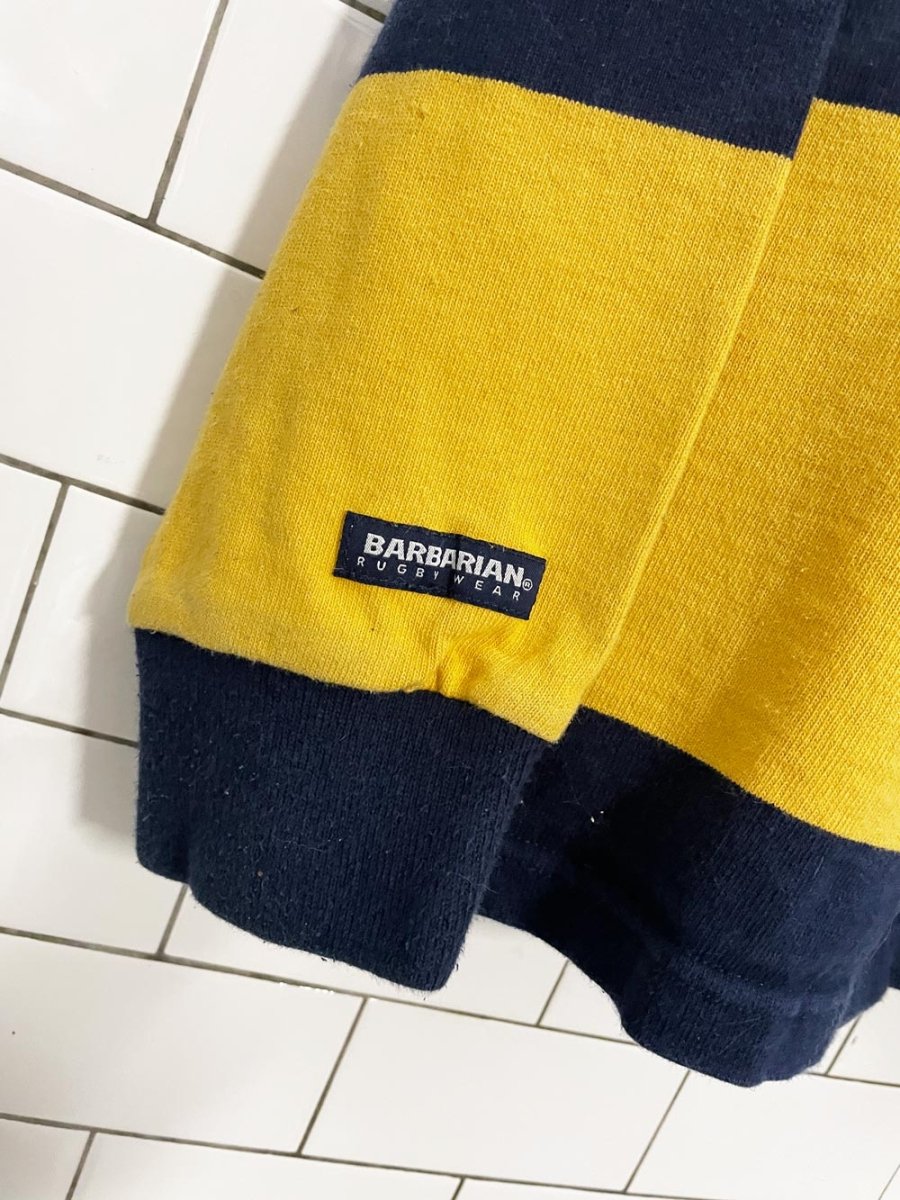 barbarian striped hooded rugby polo - good market thrift store