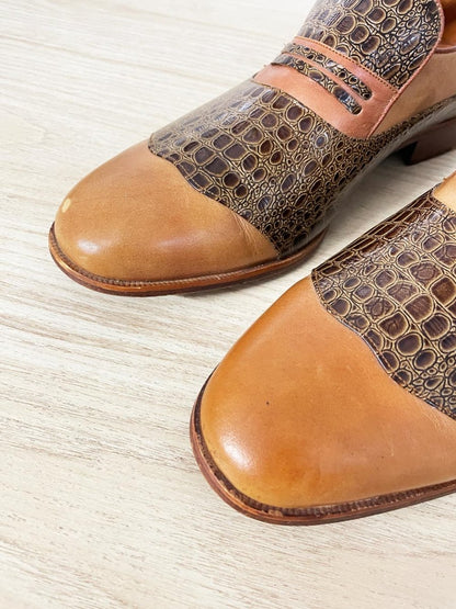 vintage handmade by EG snakeskin leather loafers - good market thrift store