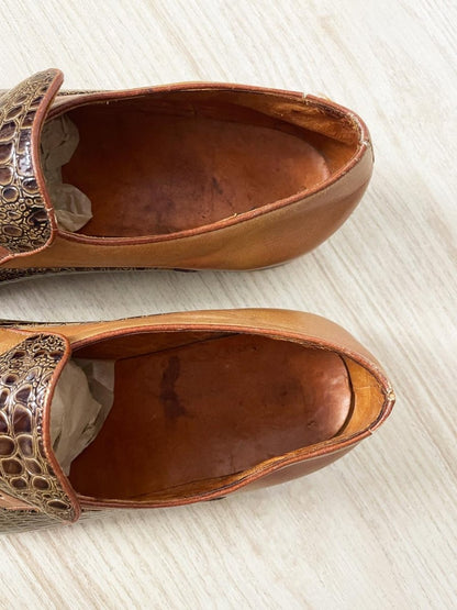 vintage handmade by EG snakeskin leather loafers - good market thrift store