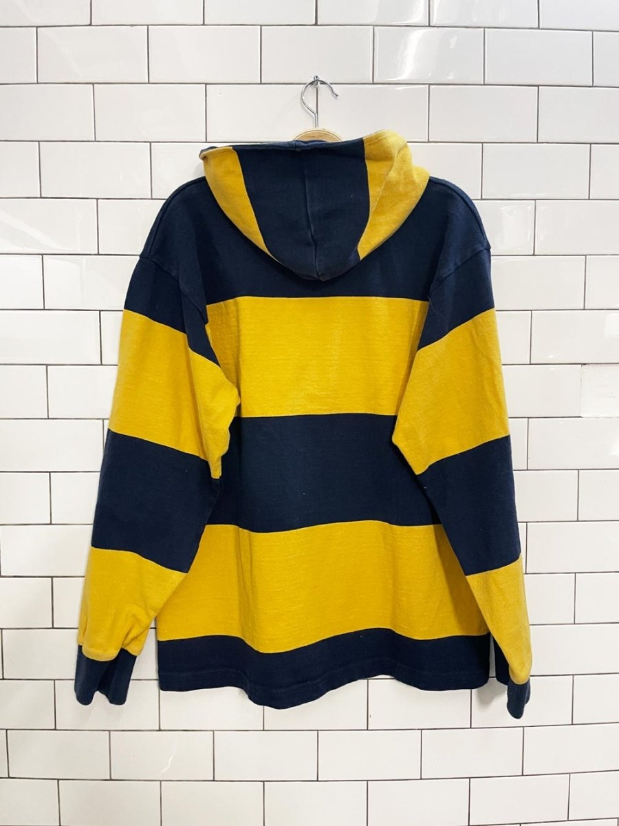 barbarian striped hooded rugby polo - good market thrift store