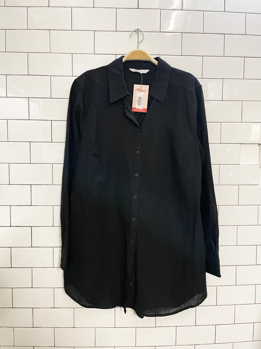 cleo linen - blend long sleeve shirt dress - good market thrift store