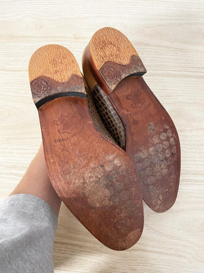 vintage handmade by EG snakeskin leather loafers - good market thrift store